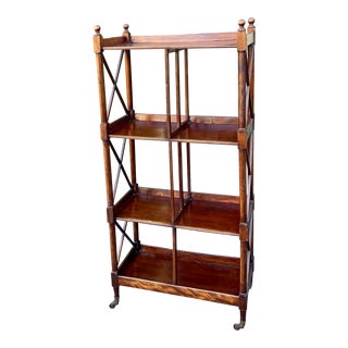 Antique Directoire Style Mahogany Whatnot Bookcase Etagere For Sale