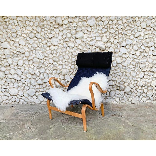 Pernilla Lounge Armchair in Beech and Black Canvas by Bruno Mathsson for Dux, 1970 For Sale - Image 16 of 17