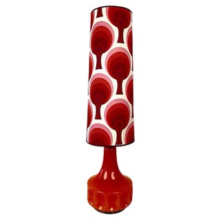 Large Mid-Century German Table Lamp with Glass Base, 1970s For Sale