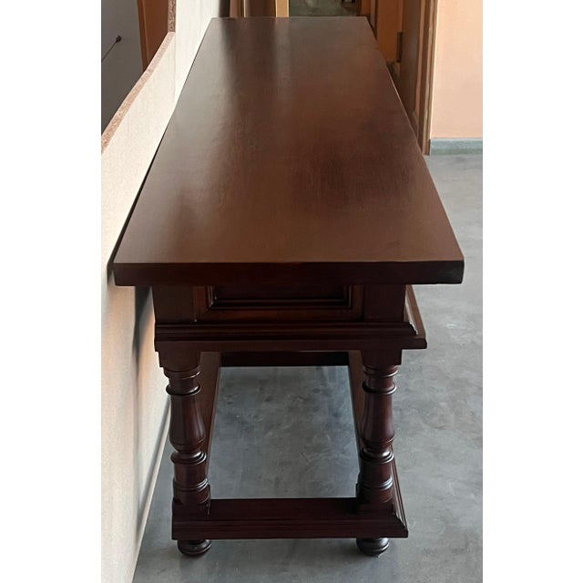 Brown Early 20th Large Console Table with two drawers For Sale - Image 8 of 18