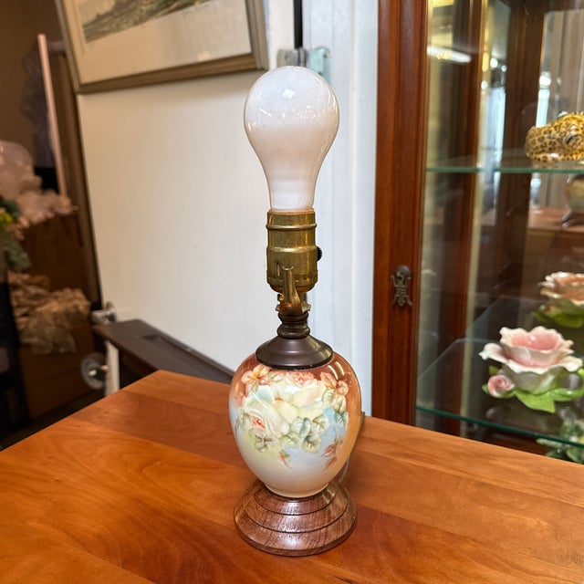 Early 21st Century Floral Ceramic Table Lamp, Vintage For Sale - Image 5 of 12