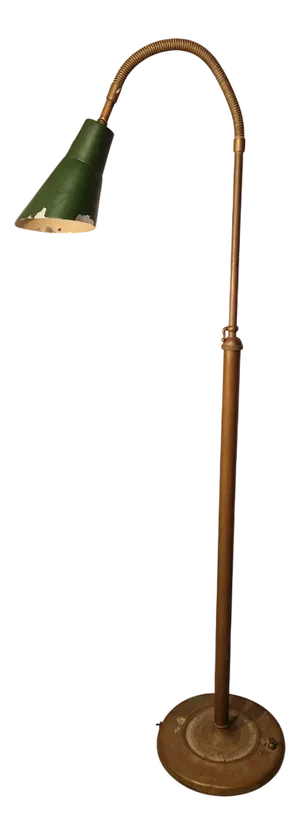Brass Telescopic Floor Lamp with White Shade and Cone by Osvaldo Borsani, 1940s