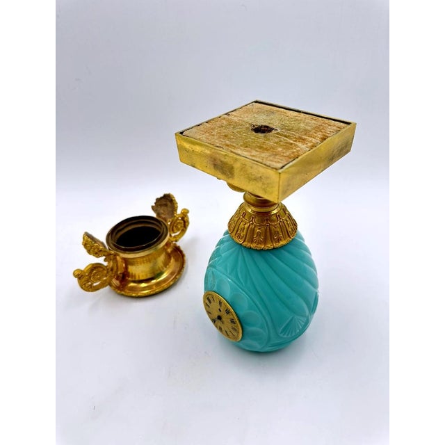 Bulbous Vase Clock in Aqua Green Opaline For Sale - Image 6 of 10