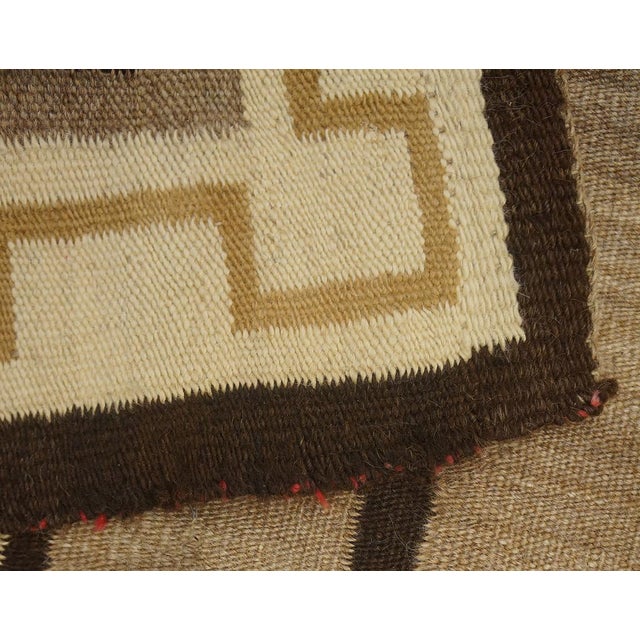 1930s Gray Geometric Kilim Antique American Navajo Carpet 3' 2'' X 3' 6'' Flatweave Wool Rug For Sale - Image 9 of 9