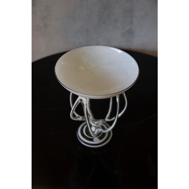Contemporary Vintage Mid-Century Jozefina Krosno Octopus Glass Pedestal Bowl For Sale - Image 3 of 7