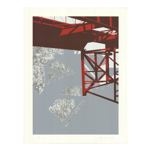 1979 Allan D'Arcangelo 'Red Bridge' Pop Art Gray,Red Serigraph For Sale