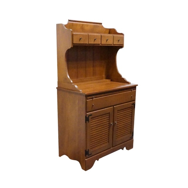 Ethan Allen Ethan Allen Heirloom Nutmeg Maple 34" Shutter Door Server W. Open Hutch For Sale - Image 4 of 14