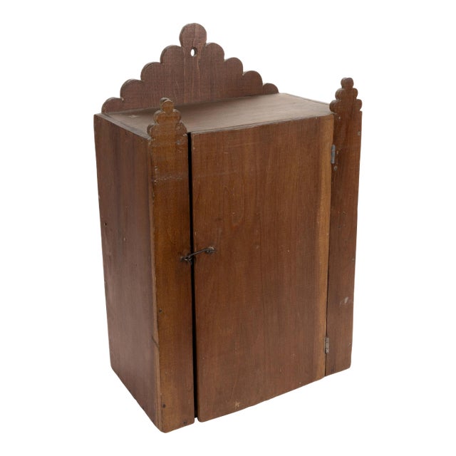 Antique Poplar Folk Art Hanging Cabinet For Sale