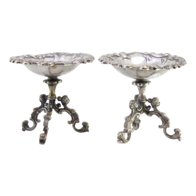 Silver Bowls with Reliefs, Applications and Feet with Female Figures, Set of 2 For Sale