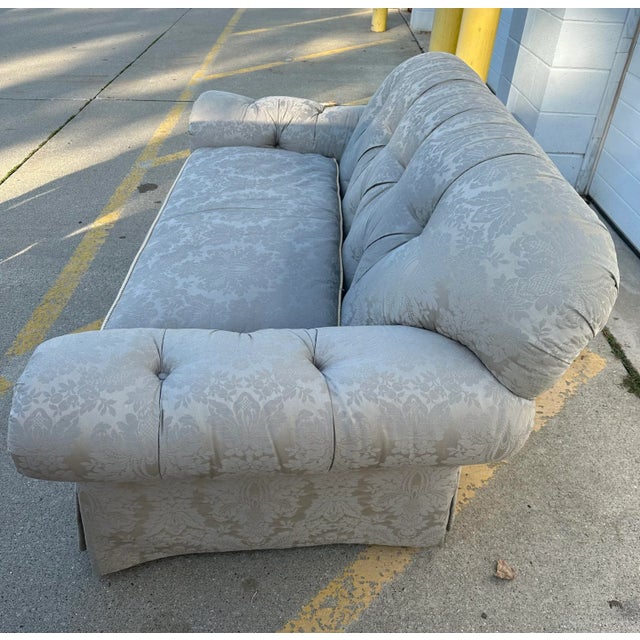 Platinum 1990s Century Furniture Tufted Loveseat For Sale - Image 8 of 11