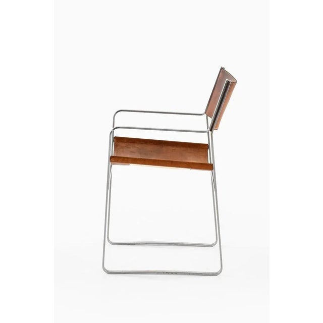 Armchair in Steel and Original Leather attributed to Hans Wegner, 1970s For Sale - Image 3 of 10