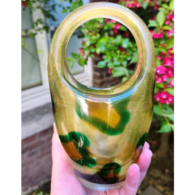 Vintage Macchie Ambre Verde Vessel by Archimede Seguso, 1950s For Sale - Image 6 of 10