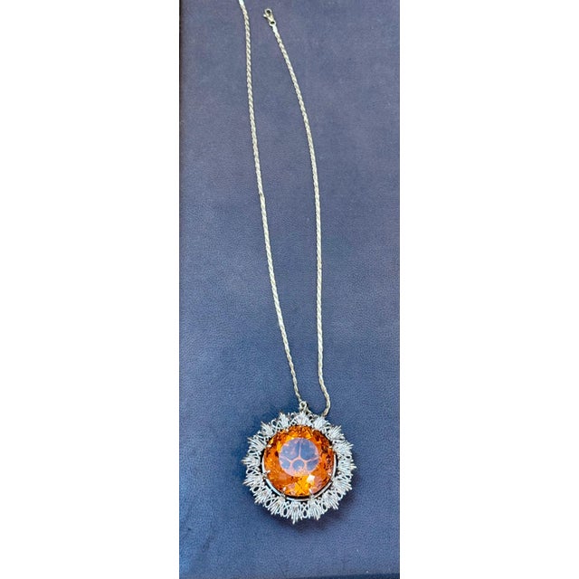 Early 21st Century Vintage 150 Ct Round Shape Citrine Pendent 14 Kt Yellow Gold with Chain Italy For Sale - Image 5 of 18