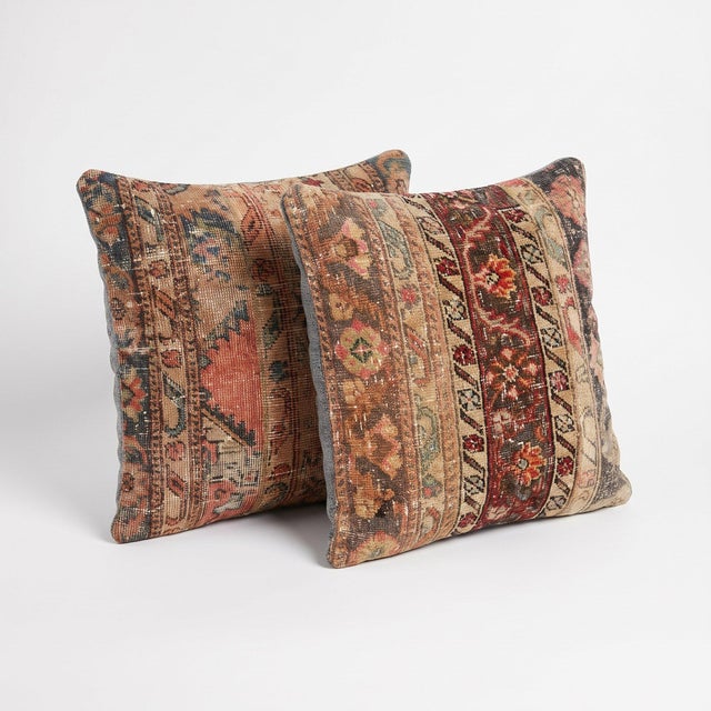 Mid-Century Modern Bohemian Rug Pillow Cover 24'' X 24'' - Set of Two For Sale - Image 3 of 4