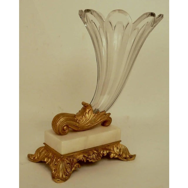 Early 19th Century 19th Century French Neo-classical Bronze and Cut Crystal Cornucopia Vase For Sale - Image 5 of 11