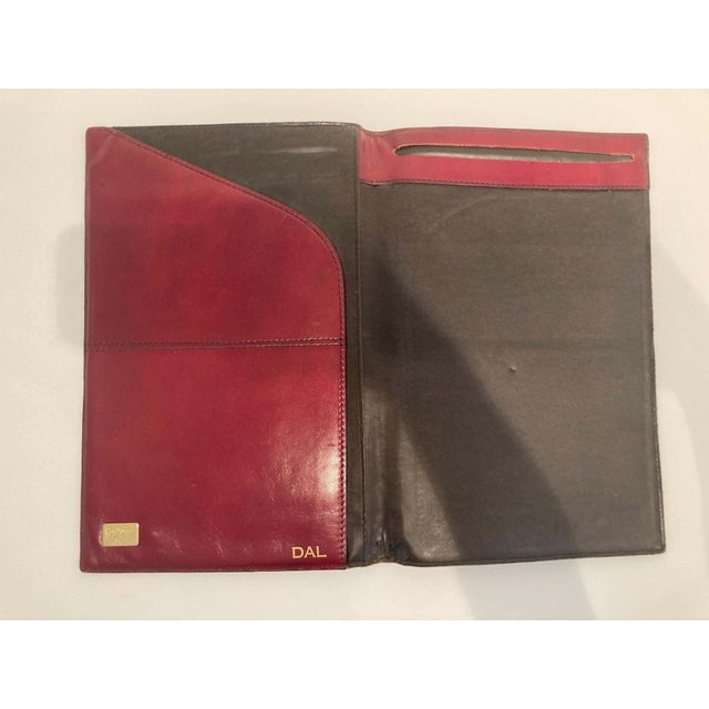 Vintage Leather Stitched Padfolio Bond Street Italy For Sale In Palm Springs - Image 6 of 12