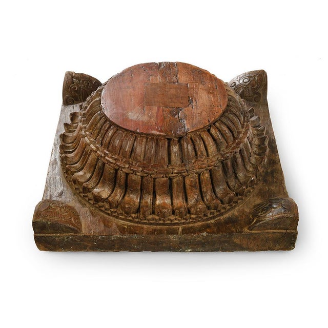Vintage Teak Carved Pedestal, 1940s For Sale - Image 3 of 5