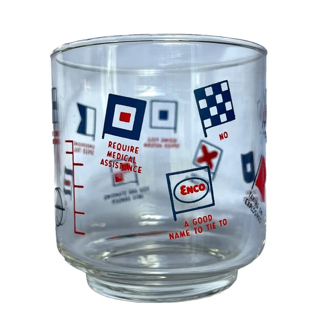 Ralph Lauren Vintage Nautical Enco Whiskey Glasses With Semaphore Flags Whisky Glasses - Set of 8 For Sale - Image 4 of 5