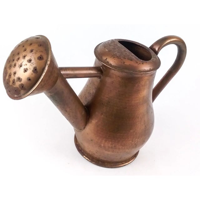 American Vintage Hand Formed American Copper Plated Watering Can For Sale - Image 3 of 11