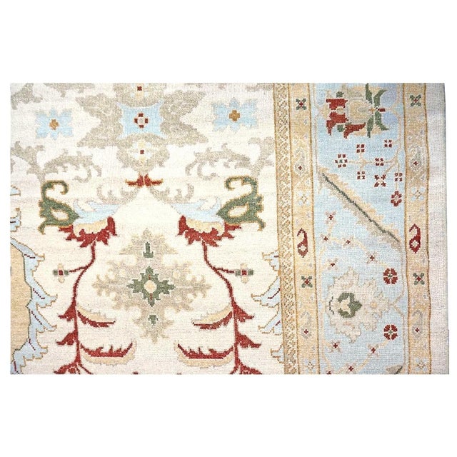 Afghan Sultanabad Masters Wool 8x9 Ivory, Light Blue & Rust Handmade Area Rug #9902705 For Sale - Image 4 of 9