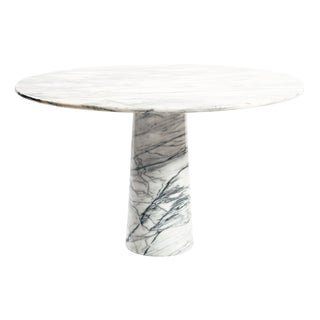 Mid-Century Round Marble Dining Table with Conical Base in the style of Angelo Mangiarotti, 1970s For Sale