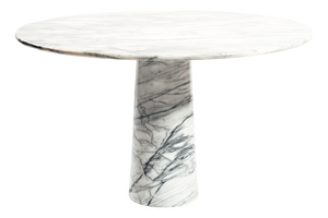 Mid-Century Round Marble Dining Table with Conical Base in the style of Angelo Mangiarotti, 1970s