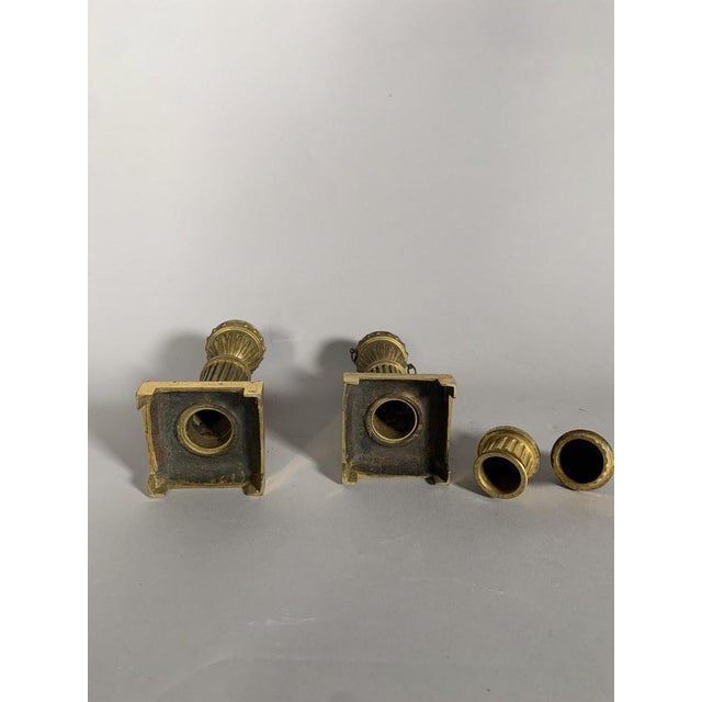 Pair of Louis XVI gilt bronze cassolette candlesticks For Sale - Image 6 of 7