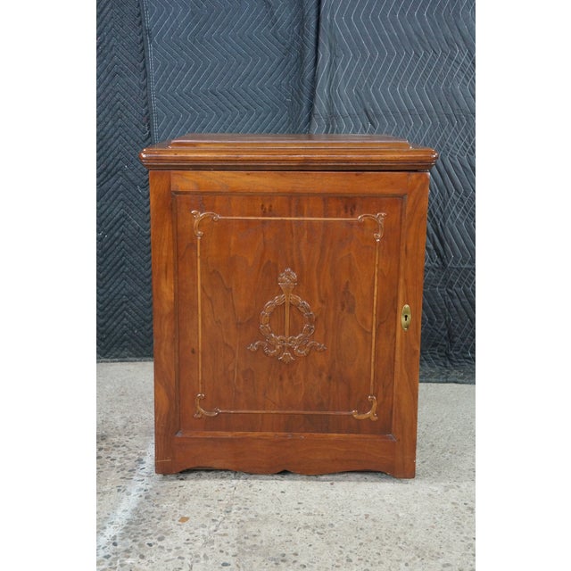 Antique Neoclassical Edwardian Walnut Singer Parlor Cabinet Dry Bar Console 30" For Sale - Image 4 of 18