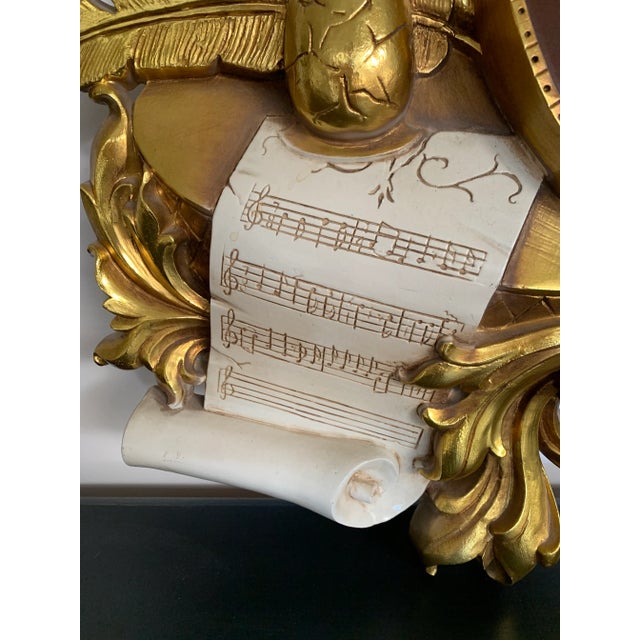 Gold 1970s Syroco Musical Instruments Wall Hanging For Sale - Image 8 of 9
