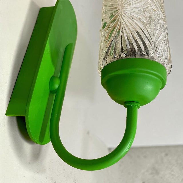 Mid-Century German Green and Clear Glass Wall Sconce Lights, 1960s, Set of 2 For Sale - Image 11 of 17