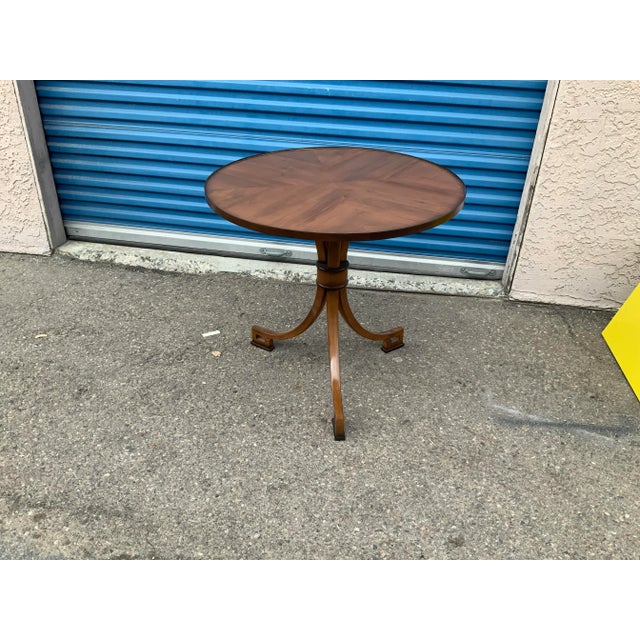 Wood Modern Klismos Walnut End Table For Sale - Image 7 of 7