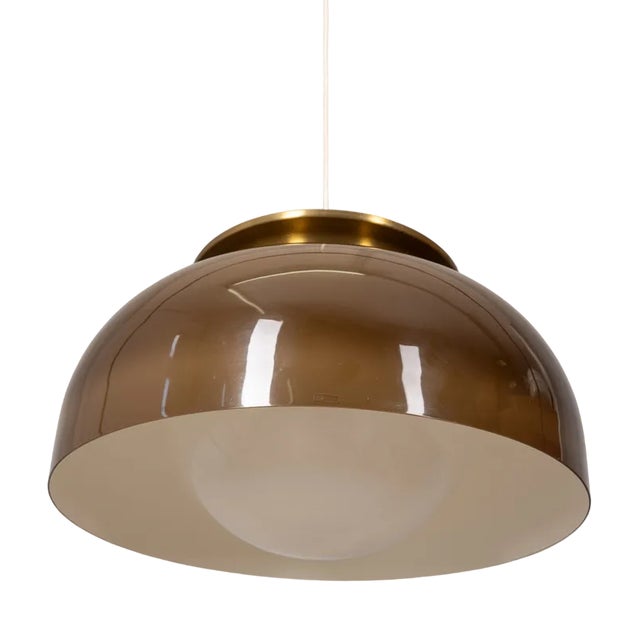 Vintage Pendant Light in Brown Plastic by Luigi Massoni for Harwey Guzzini, 1970s For Sale