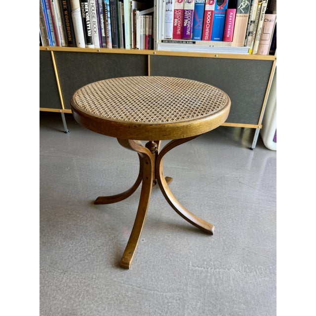 Vintage CCFM Bentwood Martini Table Mid Century Modern Cane Rattan Side Stand Thonet Style For Sale In Las Vegas - Image 6 of 14