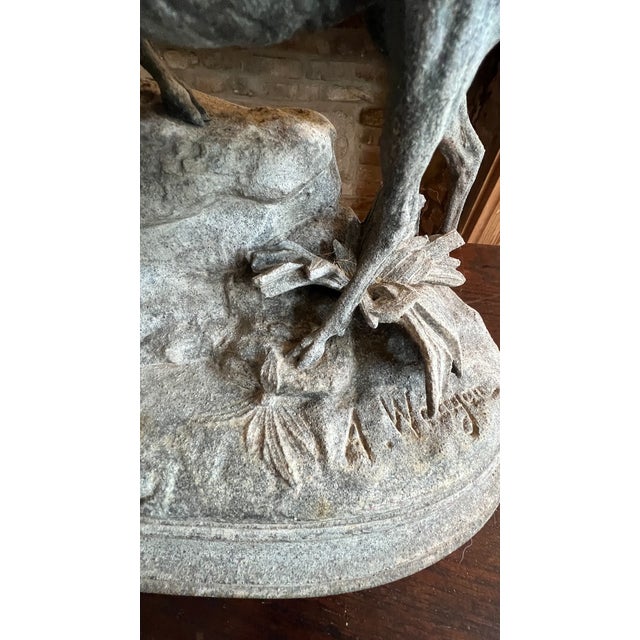 Max Arthur Waagen, Stag and Doe Sculpture, 1800s, Bronze, Metal and Zinc For Sale - Image 14 of 16