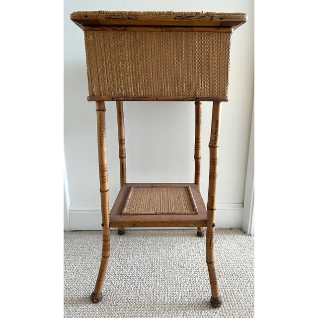 English Antique English Bamboo Side Table/Sewing Box For Sale - Image 3 of 13