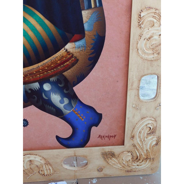 Textile Anton Arkhipov Revelry Hand Signed Original Paining Custom Framed by Artist For Sale - Image 7 of 9