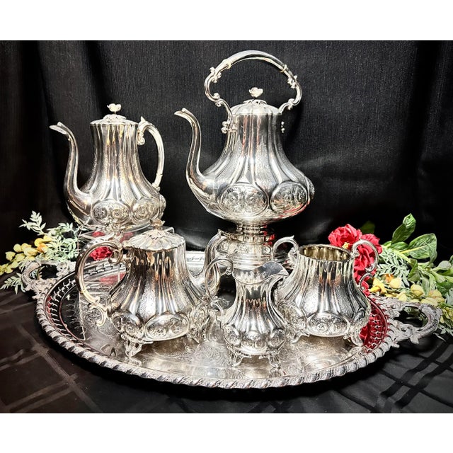 Antique Tea and Coffee Service Wep Co. German Silver Plated Hand Chased - 6 Pieces For Sale - Image 9 of 12