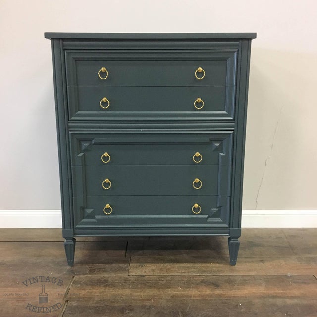 1960s Mid Century Modern Thomasville Dark Gray Wood Chest Of