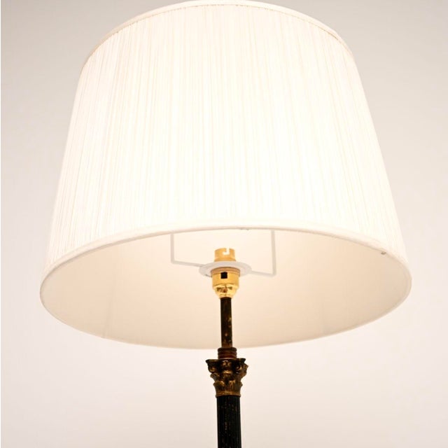 Antique Neoclassical Brass and Enamelled Tole Floor Lamp, 1930 For Sale - Image 3 of 8