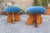 Mid-Century Modern Modern Poufs in Light Wood and Blue Velvet Fabric from Artigianato Italiano, Set of 2 For Sale - Image 3 of 6