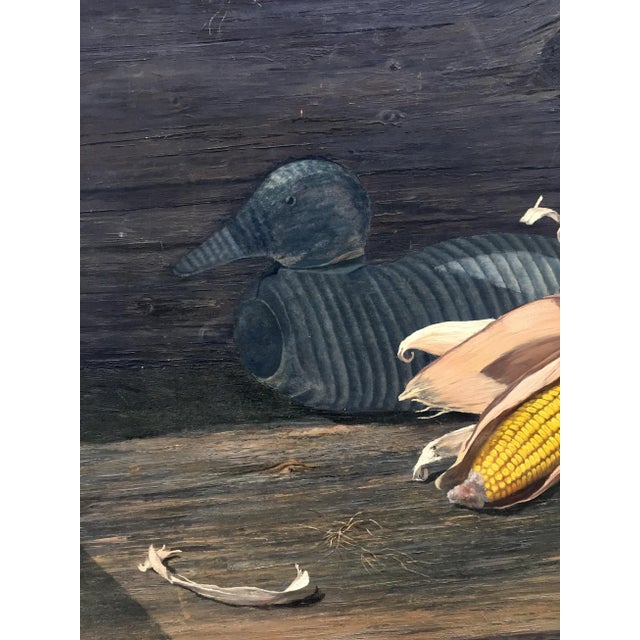 1970s Original Vintage Still Life Painting With Corn & Duck For Sale - Image 5 of 8