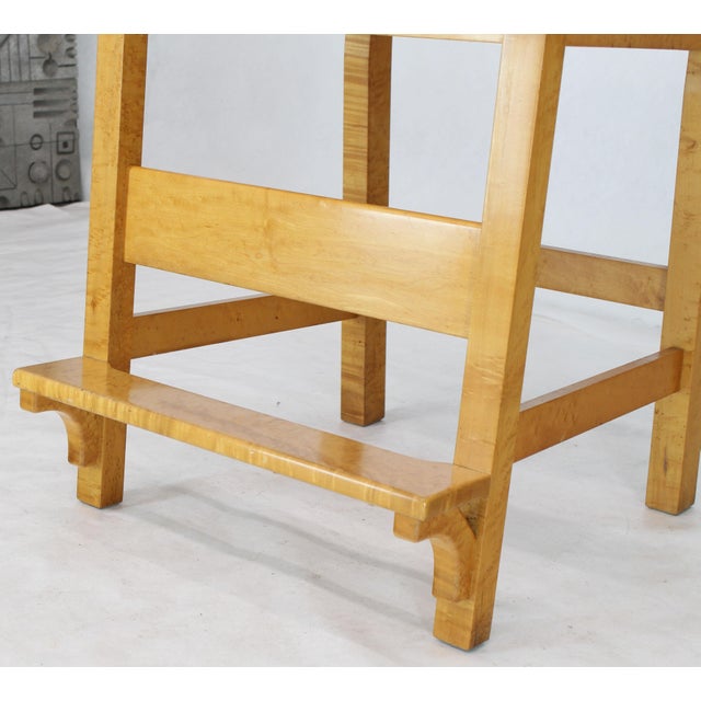 Mid-Century Modern Solid Brid’s-Eye Maple High Pool Chairs Bar Stools For Sale - Image 3 of 14