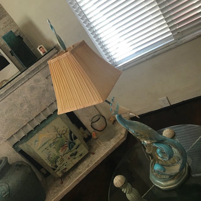 Sumptuous and massive Blue and speckled gold Barbini murano glassbird lamp . Perfect condition with the finial the...