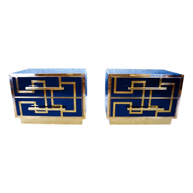 Bedside Tables in Sapphire Blue from Justfurnituress SRL, Set of 2 For Sale