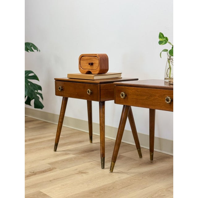Pair of Vintage Atomic Nightstands Retro Bedside Tables MCM End Tables For Sale - Image 11 of 17