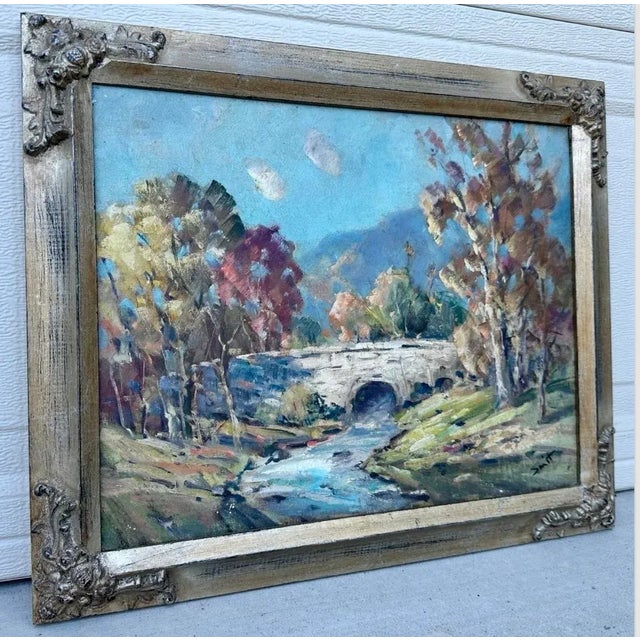 1960s Derk Smit (1889–1985) – Original Oil Landscape Painting Bridge Over Stream For Sale - Image 11 of 12