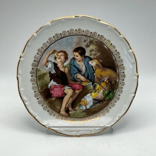 White Pair of Antique Schumann Arzberg Cabinet Plates 7 1/4-Inch With Bavarian Countryside Scenes (Ca. 1924) For Sale - Image 8 of 18