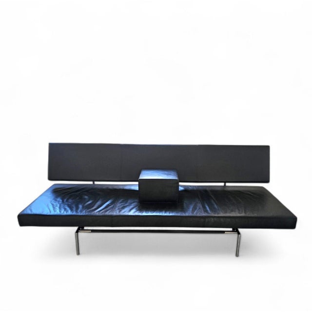 artin Visser BR 02.7 Sofa/ Sofa bed / Daybed by ‘t Spectrum / Dutch 1980s Black leather / black cushion BA 02 Width...