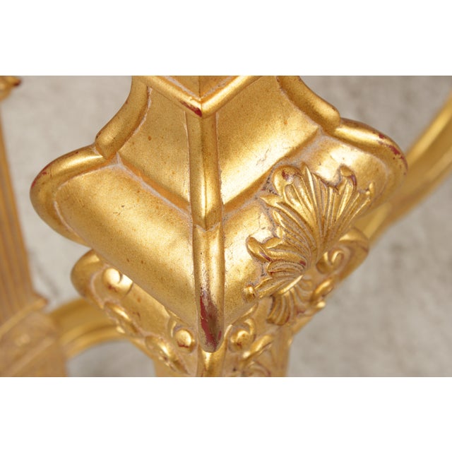 Rococo Style Gilt & Gold Marble Top Console Table For Sale - Image 10 of 18