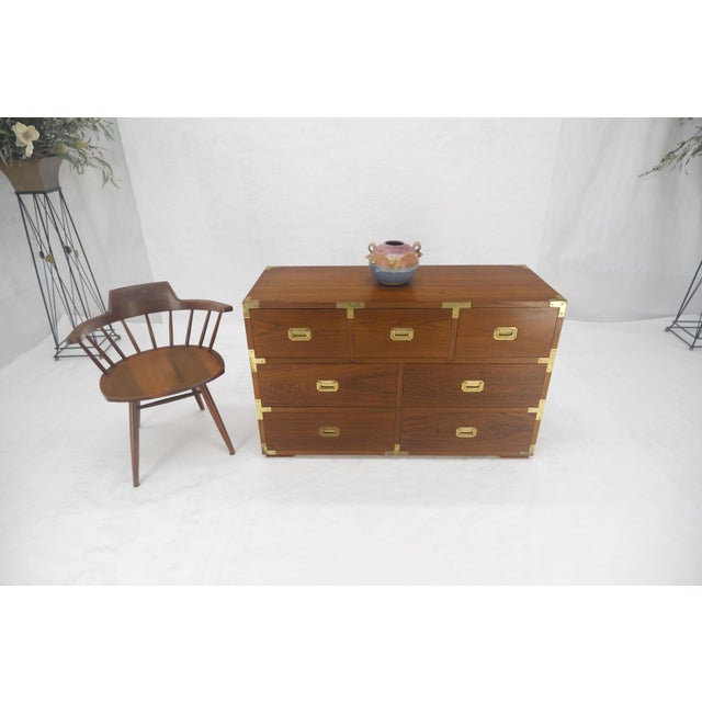 Brown Pair of Campaign Solid Teak Dovetailed Drawers Dressers Credenza Brass MINT! For Sale - Image 8 of 17